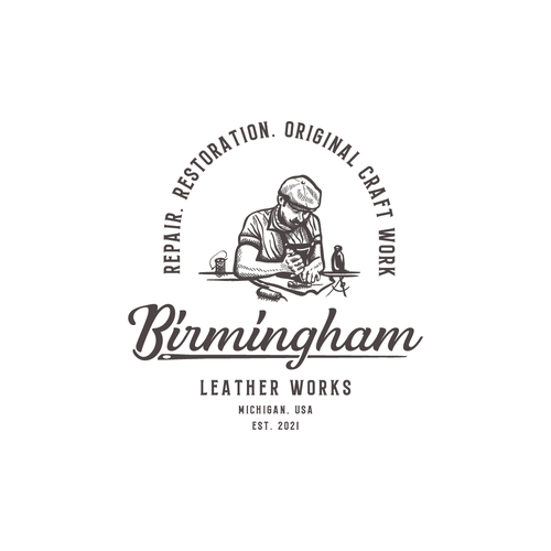Handmade brand with the title 'Birmingham Leather Works'