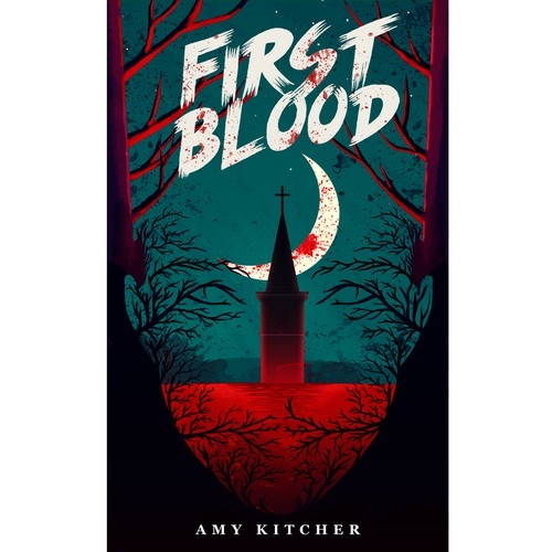 Digital art book cover with the title 'Amazing Book Cover of First Blood'