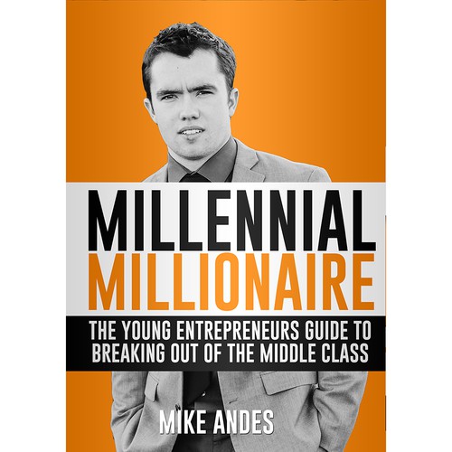 Orange book cover with the title 'Book cover design Millennial Millionaire'