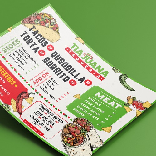 Pizza design with the title 'Menu Tia Juana'