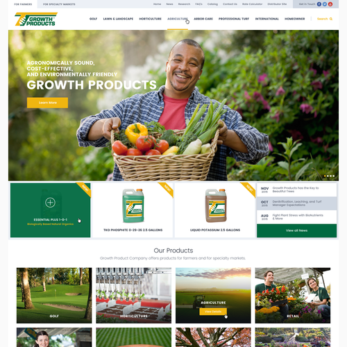 Product website with the title 'Growth Products Web Site'