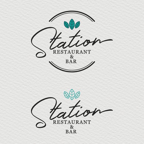Radio station logo with the title 'Station Restaurant & Bar Logo Design'