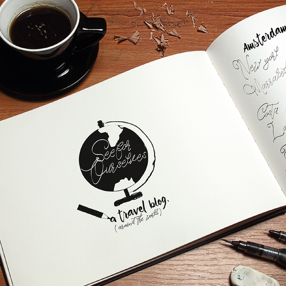 Travel blog logo with the title 'Bold concept for a travel blog'