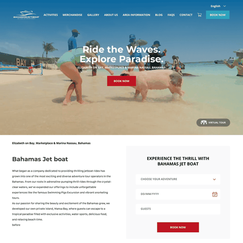 Hotel website with the title 'Tours and Adventures site'