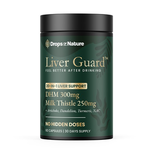 Nature label with the title 'Capsule Label Design — Bold, Dose-Forward, Amazon-Optimized'