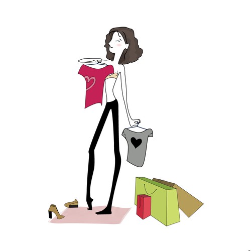 Beauty illustration with the title 'Character design for fashion brand'