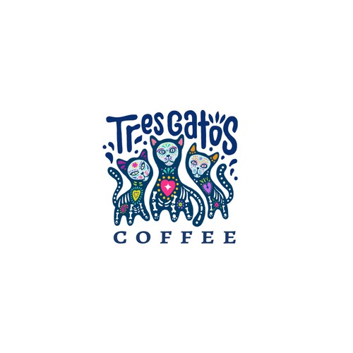 Mexican design with the title 'Tres Gatos Coffee Logo'