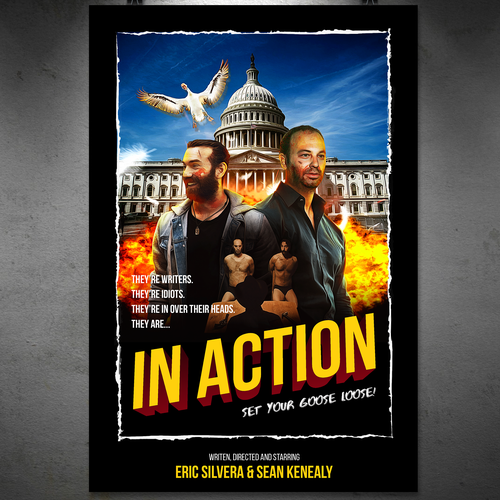 Comedy design with the title 'Action Comedy Movie Poster "In Action"'