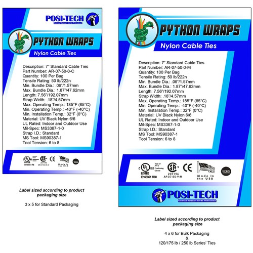 Industrial label with the title 'Electrical Fastener design label'