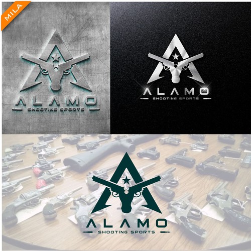 Iconic brand with the title 'the concept of a bull's head and a gun'