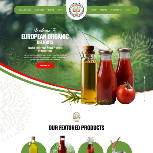 Drink website with the title 'Website Landing Page Design for Premium Food Brand'