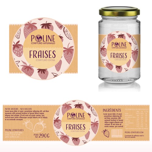 Jam design with the title 'Concept d'étiquette pour des pots de confiture'