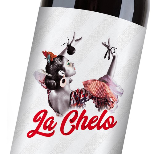 Wine bottle design with the title 'La Chelo'