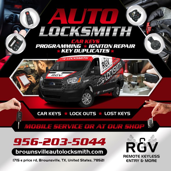 Locksmith design with the title 'Facebook Ad for Auto Locksmith'