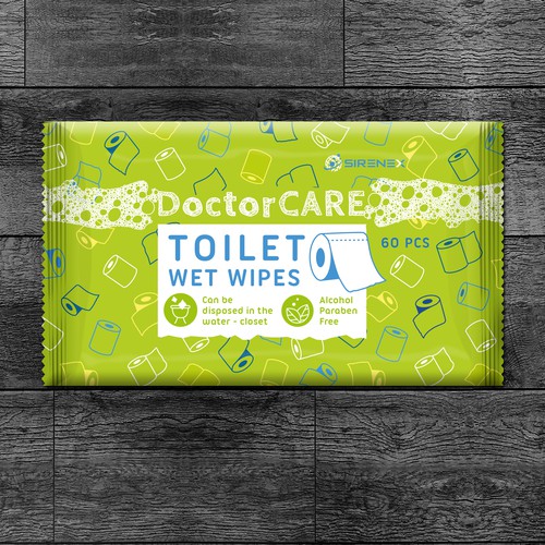 Character packaging with the title 'Toilet wet wipes package'