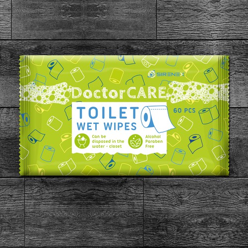 Cute packaging with the title 'Toilet wet wipes package'