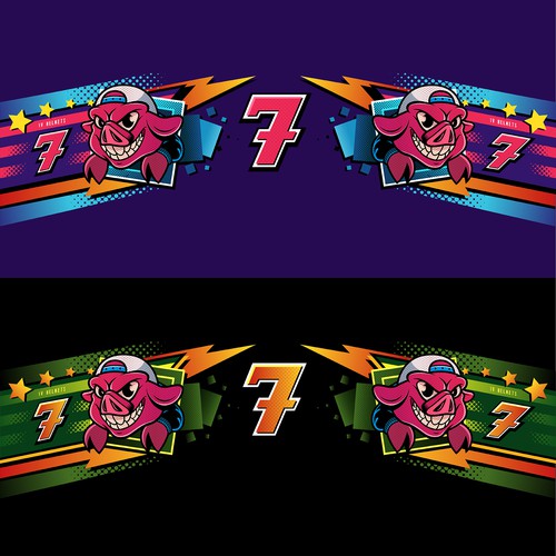 Vector artwork with the title 'Angry Piggy for the helmet design'