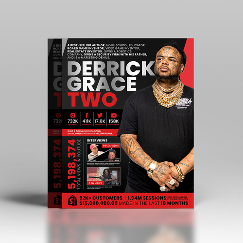 Red design with the title 'Derrick Grace II'