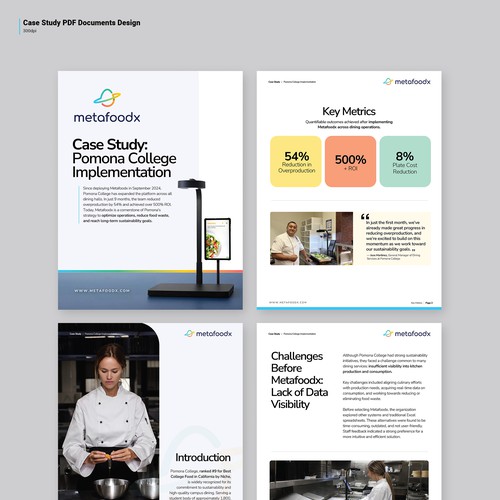 PDF design with the title 'Brochures: metafoodx'