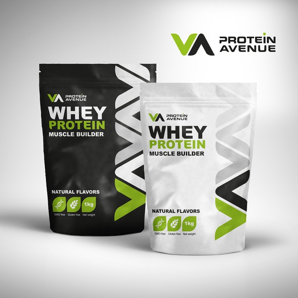 Body care packaging with the title 'Protein supplement product label design concept '