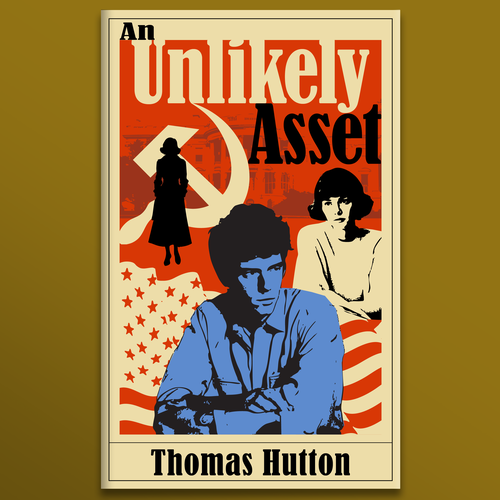 History book cover with the title 'Retro Cover for Spy Novel "An Unlikely Asset"'