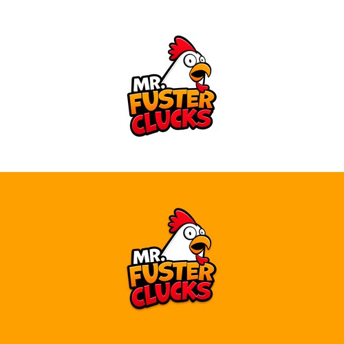 Fast food logo with the title 'Mr. Fuster Clucks Logo Design'