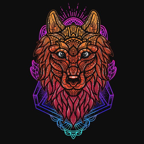 Colorful t-shirt with the title 'Wolf t-shirt design'