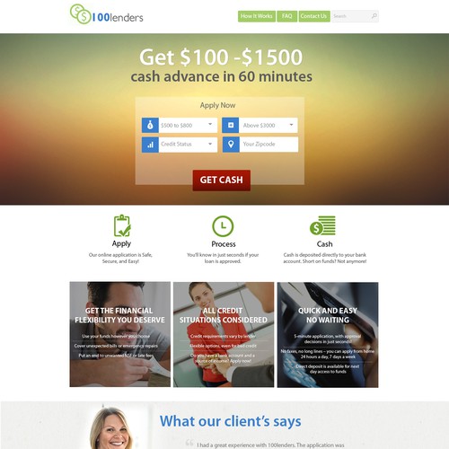 Loan website with the title 'Design Dynamic High Converting Cash Advance Website for all audiences!'