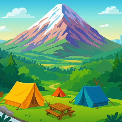 Scenery artwork with the title 'Forest theme'