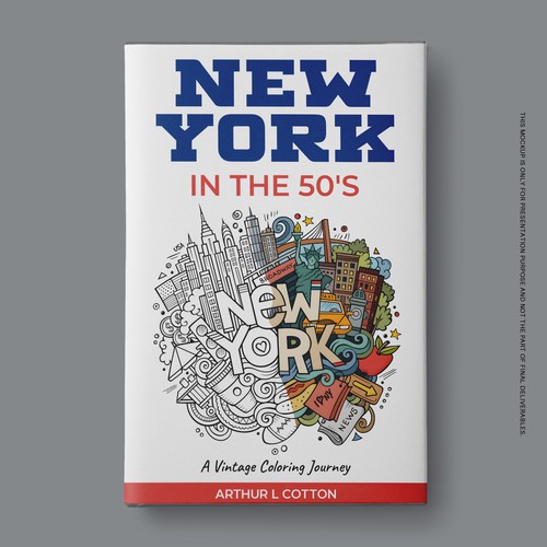 Coloring design with the title 'NEW YOUR IN THE 50'S'