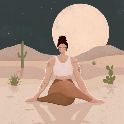 Yoga illustration with the title 'Yoga for Everyone illustrations for a calendar'