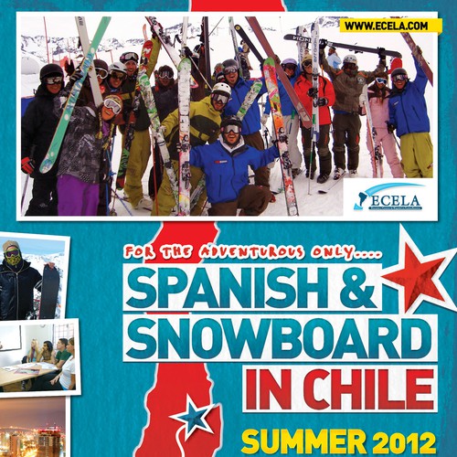 Spanish design with the title 'Spanish & Snowboard in Chile - Brochure'