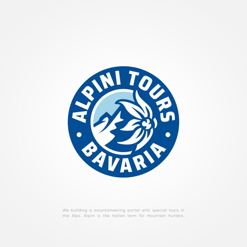 Tour logo with the title 'Bold, Strong and Clean Logo for Alpini Tours'