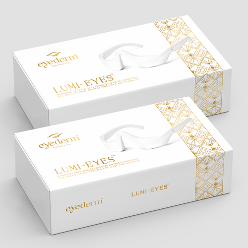 Gold packaging with the title 'Under-Eye Therapy Box packaging design'