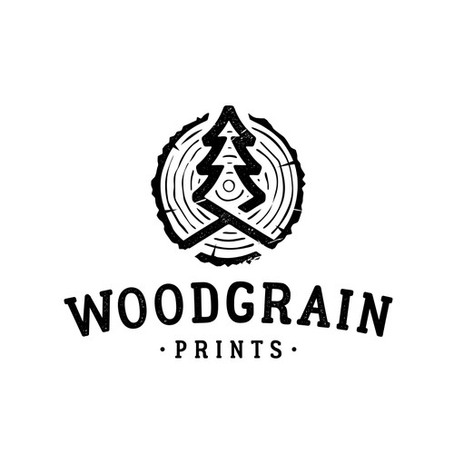 Art logo with the title 'Logo Design for Woodgrain Prints'
