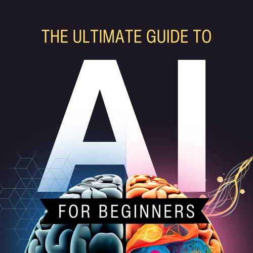 Technology book cover with the title 'Book Concept: The Ultimate guide to AI for beginners'