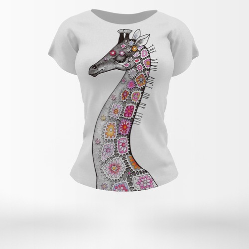 Giraffe design with the title 'Boho T-shirt design with giraffe '