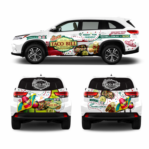 Food truck design with the title 'TACO BILL'