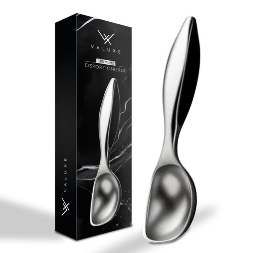 Scoop design with the title 'Product packaging box design'