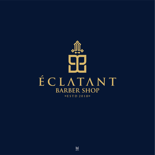 Barber brand with the title 'Elegant & Luxury Logo ÉCLATANT BARBER SHOP'