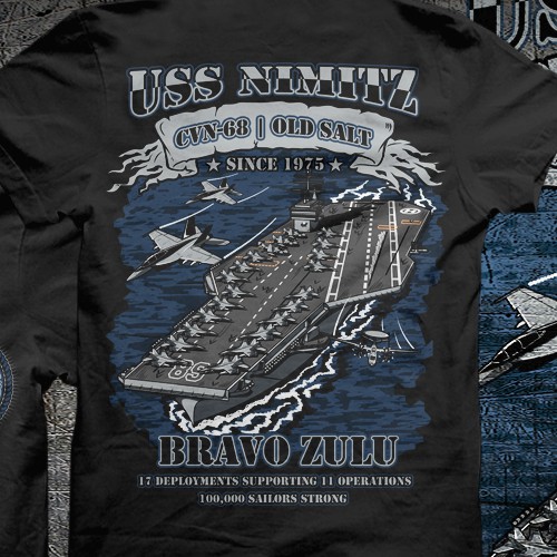 Navy design with the title 'USS Nimitz'