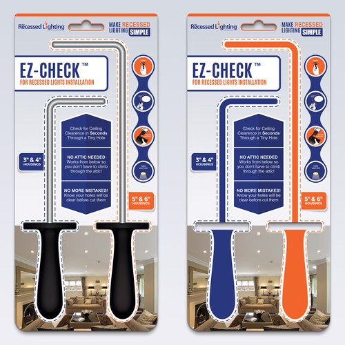 Orange packaging with the title 'EZ-Check - Tools Packaging Design'