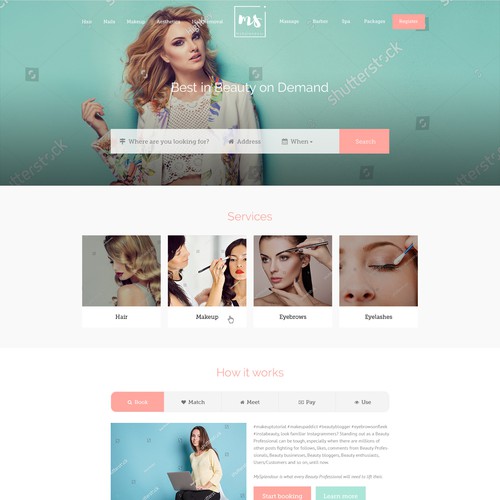 Pink website with the title 'Webdesign For Beauty Professionals'