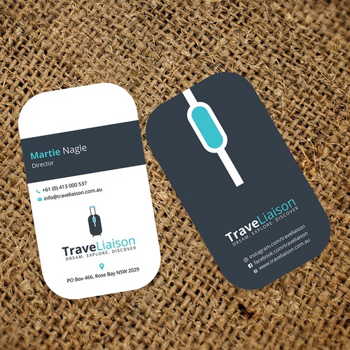 Mouse design with the title 'Business Card for "TraveLiaison"'