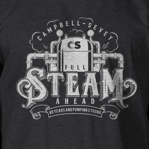 Industrial t-shirt with the title 'full steam a head'