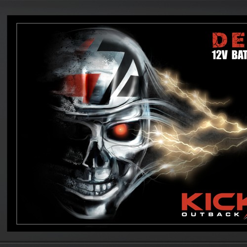 Illustration artwork with the title 'KICK ASS illustration for power box'