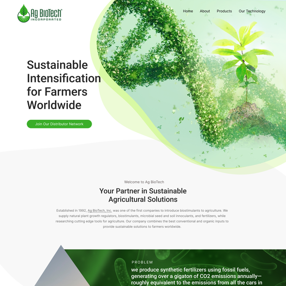 Agriculture website with the title 'Agriculture Landing page design'