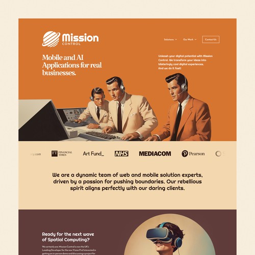 Development website with the title 'Mission Control Website'