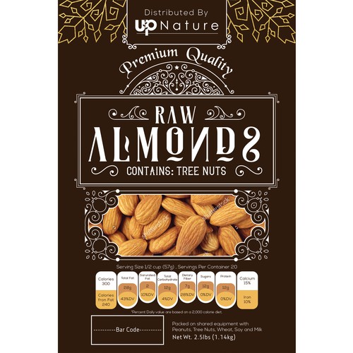 Raw design with the title 'Label For Almonds Product'