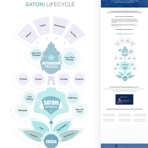 Graphic illustration artwork with the title 'Finalist -Infographic for Satori Lifecycle'